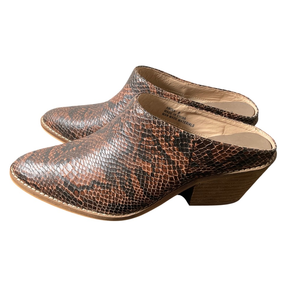 Boutique by Corkys Amina Brown Snake Skin Heeled Mules Women's 8